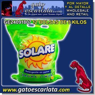 Lee el articulo completo JABON DETERGENTE EN POLVO MARCA SOLARE AROMA LIMON - 12 BOLSAS DE 3 KILOGRAMOS