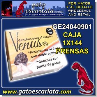 Lee el articulo completo PRENSA GANCHO NEGRO PARA CABELLO MARCA VENUS - CAJA DE 144 UNIDADES